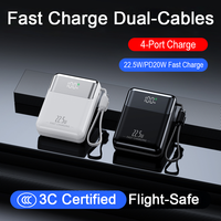 Chargeur portable, le plus petit chargeur de 10000 mAh 22,5 W à charge rapide, câble USB-C et accessoires de voyage, chargeur de taille mini