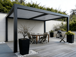 Pergola moderne 3x4m en aluminium thermolaqué avec rideaux réglables pour patio, balcon et jardin, commande électrique - Product Image 4