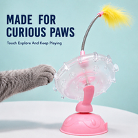 Bâton de jeu interactif pour chat, rétractable, à long manche, avec plume et clochette, tête en caoutchouc non toxique, pour l'exercice des chatons en extérieur