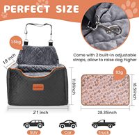 Siège de voiture surélevé pour chien avec rangement, housse amovible et lavable, ceinture de sécurité, rangement, siège portable pour animaux de compagnie pour petits et moyens chiens
