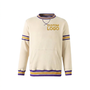 Sudadera Personalizada de Chenilla con Cuello Redondo, Bordado Digital, Rayas Doradas, Puños Acanalados, Bolsillo Canguro, Unisex, Anti-Pilling, para Invierno - Product Image 1