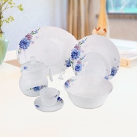 Service de table en verre opale rond, forme carrée en option, bols à soupe en verre opale blanc, assiettes, vaisselle en verre trempé incassable
