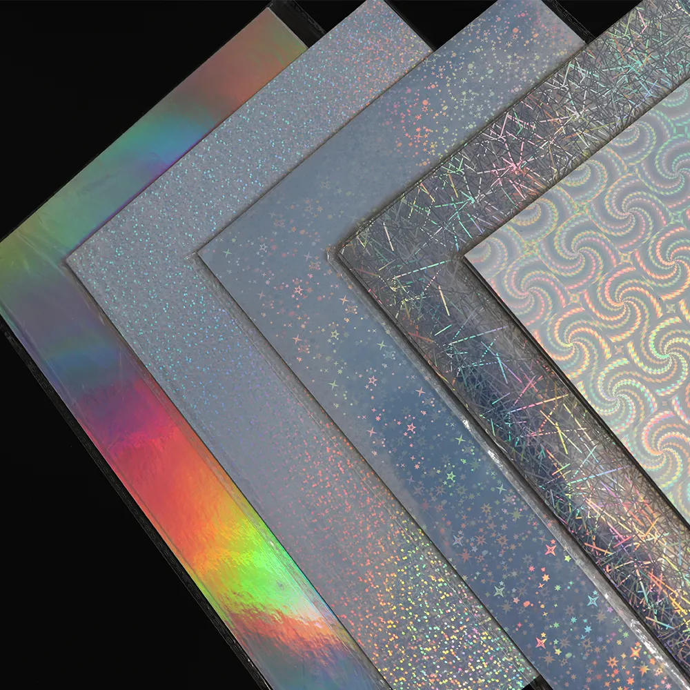 Custom A3 A4 Holographic Material Inkjet Laser Printable Hologram PVC Pet Sticker Film Vinyl Heart Star Sheet Sticker Paper