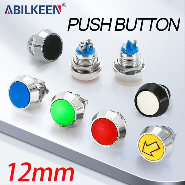 12mm Momentary Push Button Switch Colorful Ball Head Mini Doorbell Pushbutton Switch IP65 for Game Machines