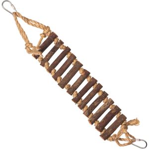 Premium prodotti per animali domestici naturali scala di corda uccello giocattolo di legno scale di arrampicata attività di fissaggio per la gabbia per uccelli tono terra marrone - Product Image 1