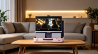 Hub de divertissement extérieur haut de gamme 27 pouces tout-en-un avec lecteur karaoké Android 14, batterie grande capacité et 2 microphones sans fil