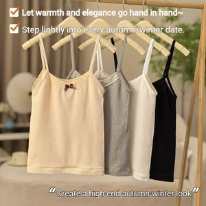 Camisola con lazo de encaje Pure Desire para mujer, chaleco térmico ajustado con forro polar cálido, ropa interior y exterior para otoño e invierno - Product Image 2