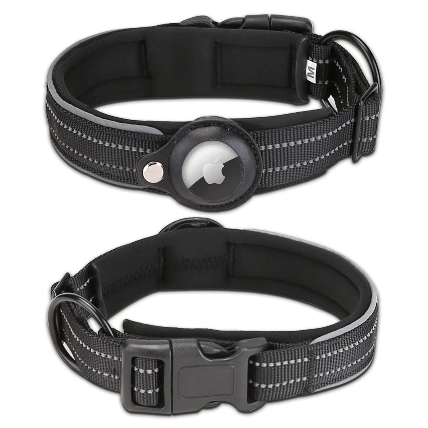 Hot Sale Airtag colorful Reflective Dog Pet Nylon Necklace Light Training Collar For Pet Dog