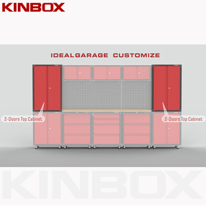 Armoire murale longue à 3 étagères Kinbox pour garage domestique et bricolage 20TC26202, ensemble de coffres à outils longs à 3 étagères pour garage domestique et bricolage - Product Image 3