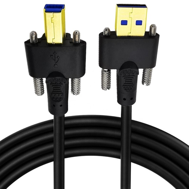 1m USB 3.0 Cable a Male to B Male with Dual M3 Screw Locking
