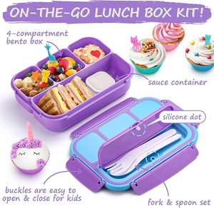 BPA-Free Plastic PP Thermal Leakproof Insulated Bento <b>Box</b> Kids School <b>Lunch</b> <b>Box</b> Set - Product Image 3