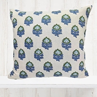 Housse de coussin décorative en coton 100% à imprimé bloc bleu-vert, motif floral indien, pour canapé et chambre à coucher