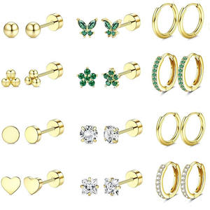 <span class=keywords><strong>Set</strong></span> di 12 Paia di <span class=keywords><strong>Orecchini</strong></span> a Perno Piatti Delicati in <span class=keywords><strong>Acciaio</strong></span> <span class=keywords><strong>Chirurgico</strong></span> 316L, Piccoli <span class=keywords><strong>Orecchini</strong></span> a Cerchio per Feste e Piercing - Product Image 1