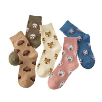 Chaussettes mi-mollet en coton jacquard dessin animé pour femme, collection Automne/Hiver 2024, motif chien mignon, absorbantes, style japonais, prêtes pour Instagram