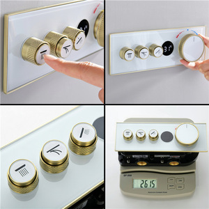 Ensemble de douche encastré au plafond WEIHAO en laiton brossé doré non revêtu avec système de douche LED et haut-parleur musical WH-QL-03 Noir mat - Product Image 3