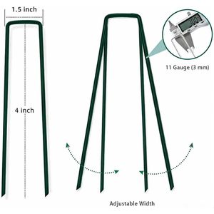 Cylgssz U-Shaped Landscape Staples 4 Inch Green Galvanized Steel <b>Garden</b> Stakes For Weed Barrier 30-Pack - Product Image 2