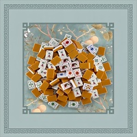 Mahjong américain de luxe moderne, 160 pièces, 36 mm, tuiles en acrylique gravées à 4 couches avec tapis vert sauge et doré, en stock, jeu pour 4 joueurs