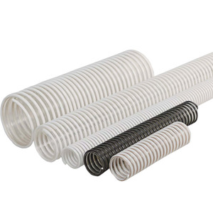 Plastic Reinforced Flexible Hose Polyurethane Spiral Duct For Material Conveying Industrial Vacuuming White Black Custom Length - Product Image 1