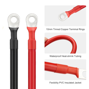 Cable de Inversor de Batería de Alta Resistencia de 60 cm y 2 AWG con Pinzas Anticorrosivas y Terminales de Cobre SC35-8, Cable de Alimentación de PVC Rojo y Negro - Product Image 3