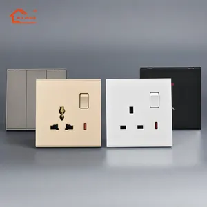 KLASS Ổ Cắm Công Tắc Gắn Tường Điện Anh Với Đèn Led 16A 1/2/3/4 Gang 1 Chiều Công Tắc Đèn Nhấn Tường 2 Chiều Có Đèn Báo