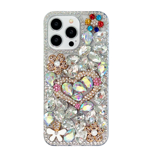 Funda de Teléfono de Lujo con Corazón 3D Colorido, con Perlas y Diamantes, para iPhone 17 16 Pro Max, Transparente con Brillantina - Product Image 5