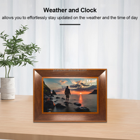Pro FRAMEO bingkai foto digital kayu 10 inci, bingkai foto kayu WiFi dengan memori 16GB putar otomatis & bagikan lanskap gambar video via Frameo App