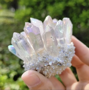 Venta al por mayor Natural claro cuarzo <span class=keywords><strong>Aura</strong></span> cuarzo racimo Ángel <span class=keywords><strong>Aura</strong></span> cristal racimo para decoración y regalo - Product Image 5