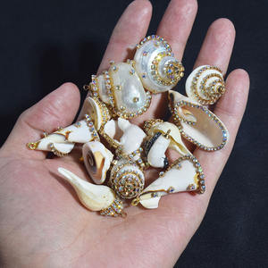 Colgante de concha marina natural con acentos de diamantes coloridos estilo océano DIY collar joyería para mujer - Product Image 2