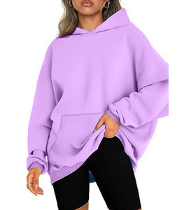 Sweat-shirt à capuche oversize pour femme, pull décontracté à épaules tombantes et manches longues, haut en molleton épais pour l'automne et l'hiver - Product Image 4