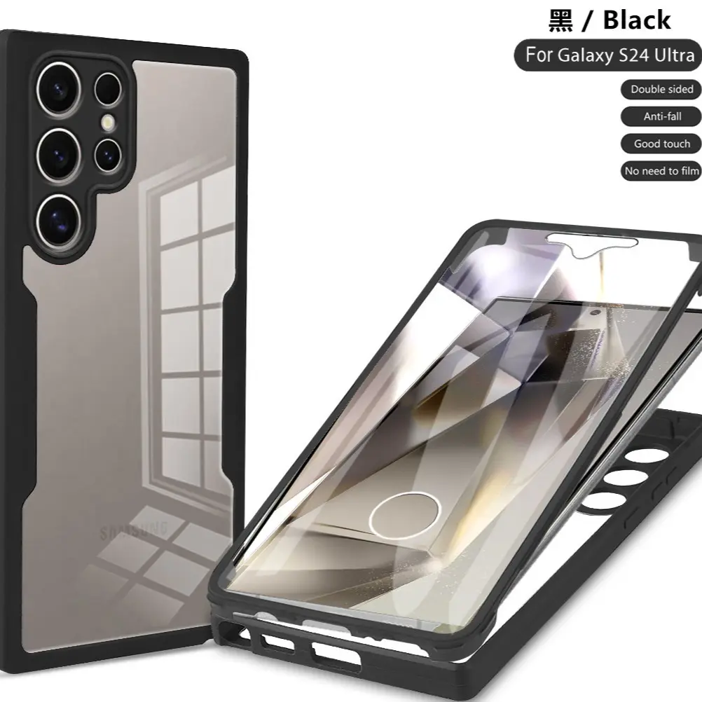 S24 Ultra Case Met Ingebouwde Screenprotector, 360 Full-Body Front + Back Bescherming Telefoonhoes Voor Samsung Galaxy S23 S24 Ultra