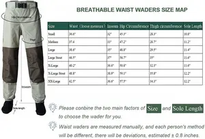 Outdoor Fly Fishing Pants Durable Waterproof Trousers Wading Breathable Fishing Waist Waders