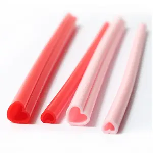 Atops Custom Colorful Transparent Silicone Reusable Straws Loving Heart Shape Silicone Drinking Straws BPA Free Silicone Straws