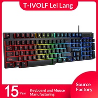 Clavier de jeu T-WOLF T20 filaire, rétroéclairé, arabe-espagnol-russe, pour PC, e-commerce transfrontalier, étanche, ergonomique