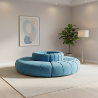 Heywood Blaues Samt-Rundsofa im Chesterfield-Stil für Wohnzimmer, Hochzeit und Heimgebrauch