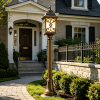 Lampes de jardin en bronze pour l'extérieur, lampadaire en aluminium, étanche, lumière LED pour portail de jardin avec ampoule LED E27