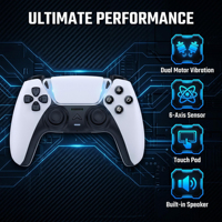 Manette de jeu sans fil Gamegaga P585 pour P5/PC/iOS/Android, double vibration, gâchettes adaptatives, pavé tactile, éclairage RGB, manette de jeu