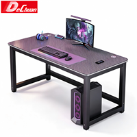 Bureau de jeu haut de gamme en fibre de carbone avec structure métallique et support pour tour d'ordinateur