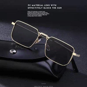 <b>Square</b> Unisex <b>Sunglasses</b> Metal Frame Gold Color TAC Lens UV385 Protection Fashionable Design - Product Image 3