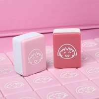 Set Ubin Mahjong Amerika Bergaya Chibi Maruko-chan Kartun Lucu Warna Pink dari Melamin dengan Bantalan Saku Ukuran 40/42/44 mm.