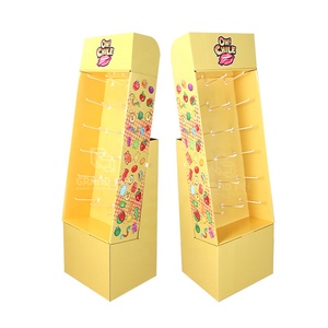 Estante de exhibición de cartón personalizado Candy Power <span class=keywords><strong>Wing</strong></span> Floor con gancho de clavija, estante de exhibición de POS de papel corrugado POP plegable para tienda minorista - Product Image 1
