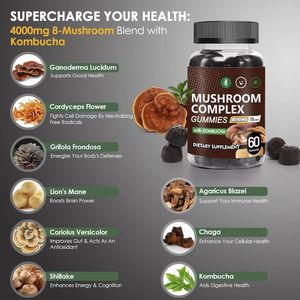 Suplemento Nootrópico Personalizado para Estimular el Cerebro, 4000mg, Extracto de <span class=keywords><strong>Kombucha</strong></span> y Melena de León, Cápsulas Veganas de Hongos, para la Memoria y el Sueño en Adultos - Product Image 3