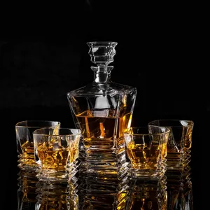Custom Logo Glas Vierkante Likeur Wodka Wijn Whisky Karaf Set Met 2/4/6 Whisky Glazen In Geschenkdoos