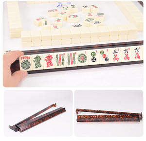 Jeu de Mahjong portable 2-en-1 de <span class=keywords><strong>20</strong></span> pouces, qualité professionnelle de luxe moderne, avec pousseurs en écaille de tortue américaine à grain flamme, pour 4 joueurs - Product Image 5