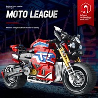 Modèle d'ornement à assembler en blocs de construction de 40 pièces en plastique ABS, série de motos Juhang M1000R, moto de combat à pneus larges