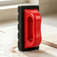 Bloc de tampon abrasif en pierre ponce avec poignée rouge, éponge abrasive robuste pour le nettoyage des joints, des carreaux et des comptoirs