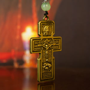 ビザンチン様式正教会ロザリオブロンズ製イエス十字架ペンダントネックレス手作り祈りの数珠カトリックギフト - Product Image 4