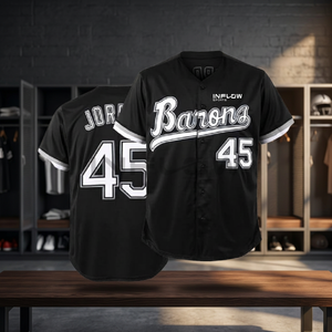 Maillot de baseball noir pour homme, imprimé, anti-humidité, manches courtes, coupe classique, prix de gros pour adulte - Product Image 3