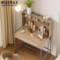 WISEMAX FURNITURE Table de toilette de luxe style Bauhaus en acier inoxydable pour chambre et salon, idéale pour hôtel, villa, appartement