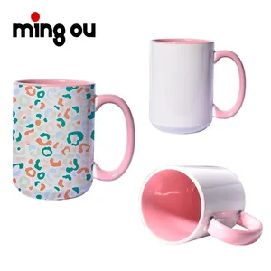 Unique Coffee Mug Sublimation Mug Ceramic Cup 15oz Mugs with Inner and Handle Color Ceramic Cup