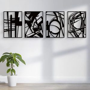 لوحة جدارية حديدية تجريدية حديثة، لوحة زخرفية معدنية ثلاثية الأبعاد لخلفية الأريكة - Product Image 2